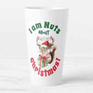 Caneca De Café Latte Esquilo de Natal e Barras de Presente