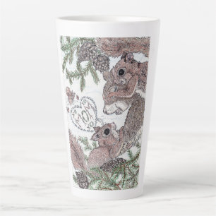 Caneca De Café Latte Esquilo-Mãe com Kits