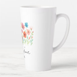 Caneca De Café Latte Est Personalizado. Ano - Vovó Wildflower -