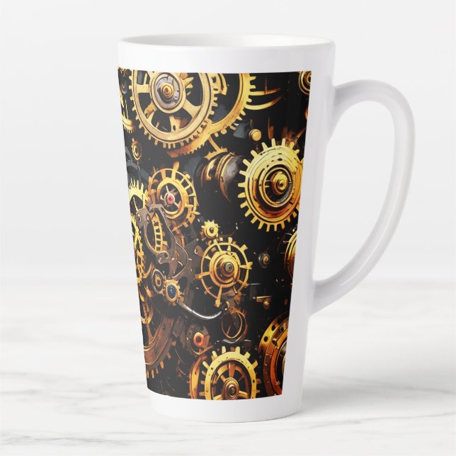 Caneca De Café Latte Estampunk Clockwork Gears 1004 (Direita)