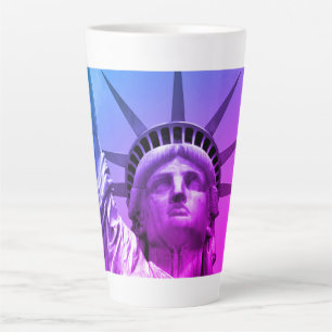 Caneca De Café Latte Estátua de Arte Pop Azul da Liberdade em Nova Iorq