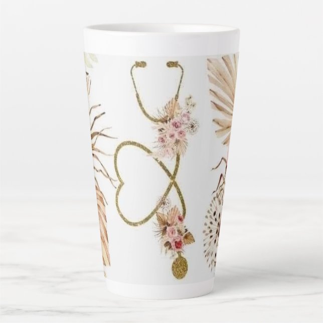 Caneca De Café Latte Estetoscópio Gilded - Presente Médico Elegante (Frente)