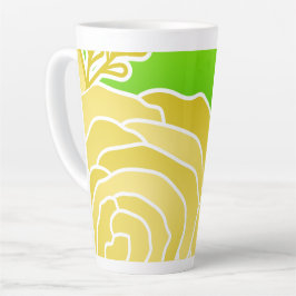 Caneca De Café Latte Estilo Abstrato da Flor Amarela
