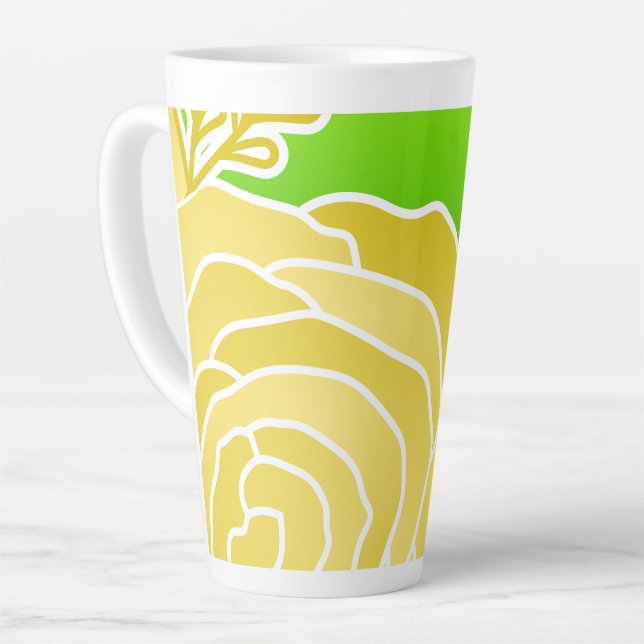 Caneca De Café Latte Estilo Abstrato da Flor Amarela (Ângulo esquerdo)