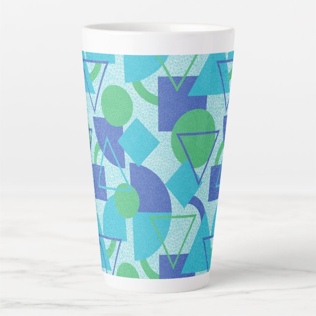 Caneca De Café Latte Estilo Bauhaus Verde e Azul (Frente)
