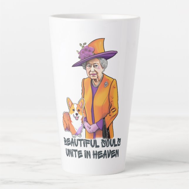 Caneca De Café Latte Estilo de eterno e Graça - RIP Rainha Elizabeth II (Frente)