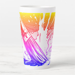 Caneca De Café Latte Estilo de Gráfico Colorido Pincel Mancha de Tinta