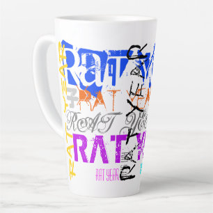 Caneca De Café Latte Estilo de grafite Rat Chinês Ano Zodiac L Latte Mu