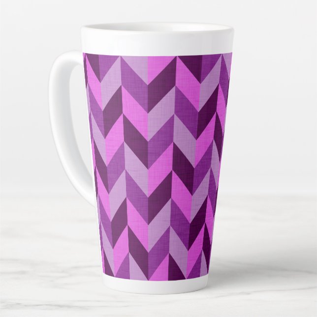 Caneca De Café Latte Estilo de Herringbone em roxo (Ângulo esquerdo)