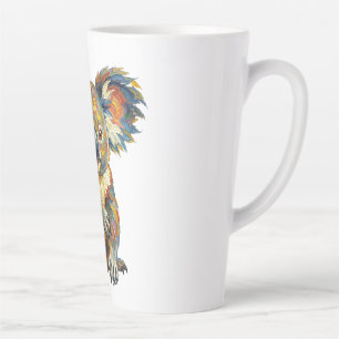 Caneca De Café Latte Estilo de pintura a óleo vibrante Koala Impasto co