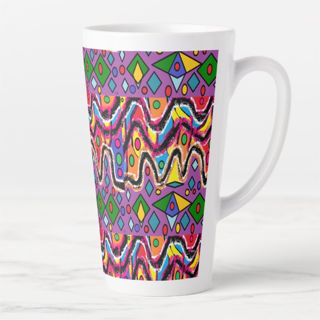 Caneca De Café Latte Estilo de pintura Hippy Retro (Direita)