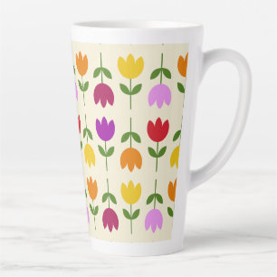 Caneca De Café Latte Estilo escandinavo Colorido no Padrão de Flor Crm