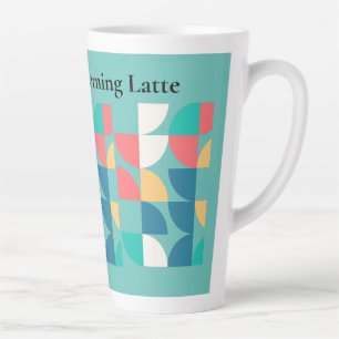 Caneca De Café Latte Estilo geométrico do século de Médio Leve Teal, 19