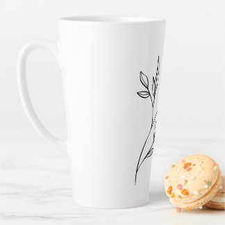 Caneca De Café Latte Estilo Simples Preto e Branco Elegante