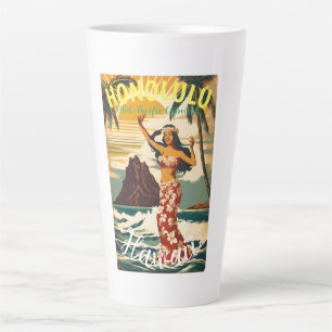 Caneca De Café Latte Estilo Vintage Viagem Honolulu Médio Havaiano - Pa