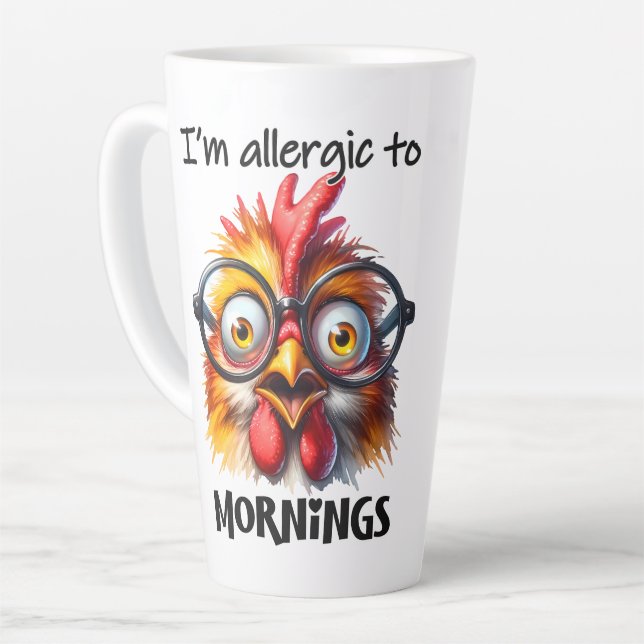 Caneca De Café Latte Estou alérgico às manhãs! (Ângulo esquerdo)