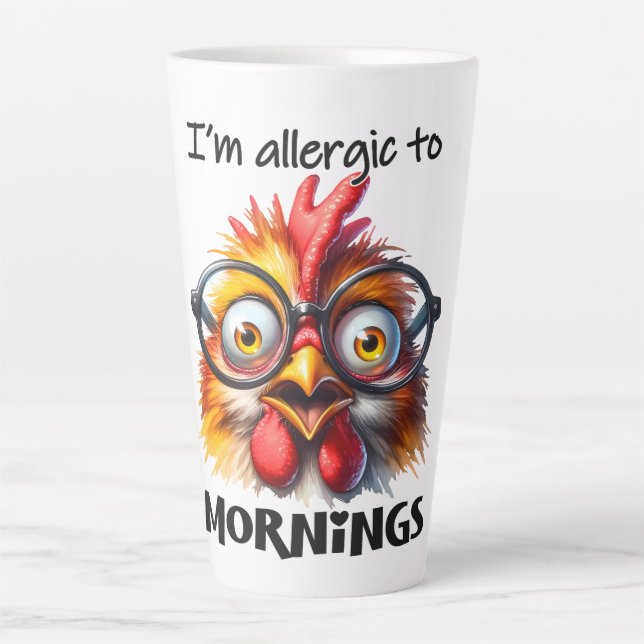 Caneca De Café Latte Estou alérgico às manhãs! (Frente)