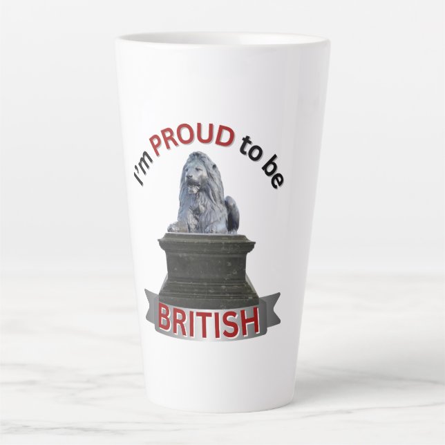 Caneca De Café Latte Estou Orgulhoso de ser britânico (Frente)