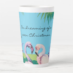 Caneca De Café Latte Estou sonhando com um Natal Verde personalizado