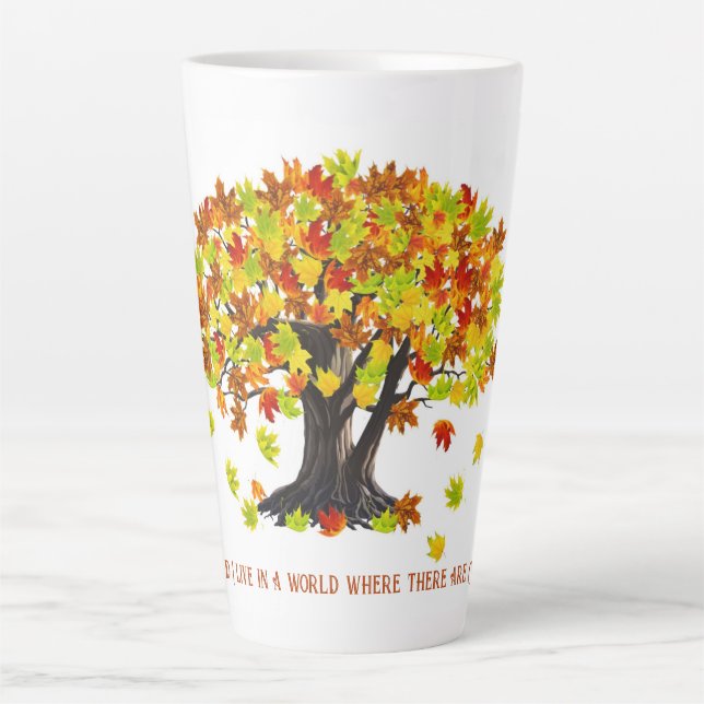 Caneca De Café Latte Estou tão feliz por viver num mundo. (Frente)