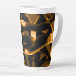Caneca De Café Latte Estranho emaranhado de fitas queimadas, preto e la