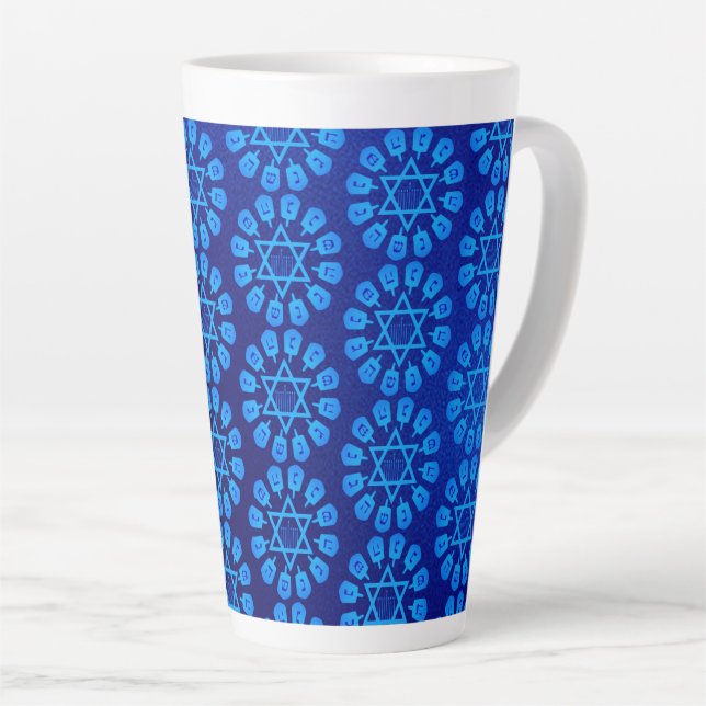 Caneca De Café Latte Estrela Azul De David Hanukkah (Ângulo direito)