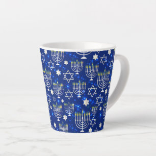 Caneca De Café Latte Estrela Moderna de Hanukkah de David Menorah