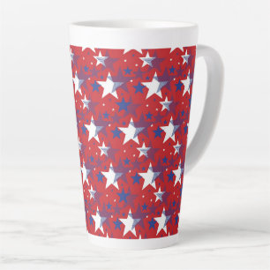 Caneca De Café Latte Estrelas Azuis E Brancas