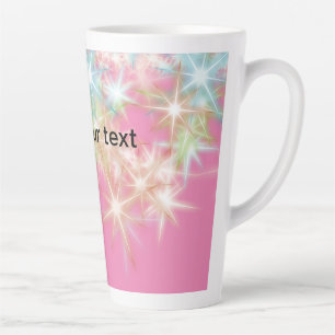 Caneca De Café Latte Estrelas brilhantes cor-de-rosa vermelho simples a