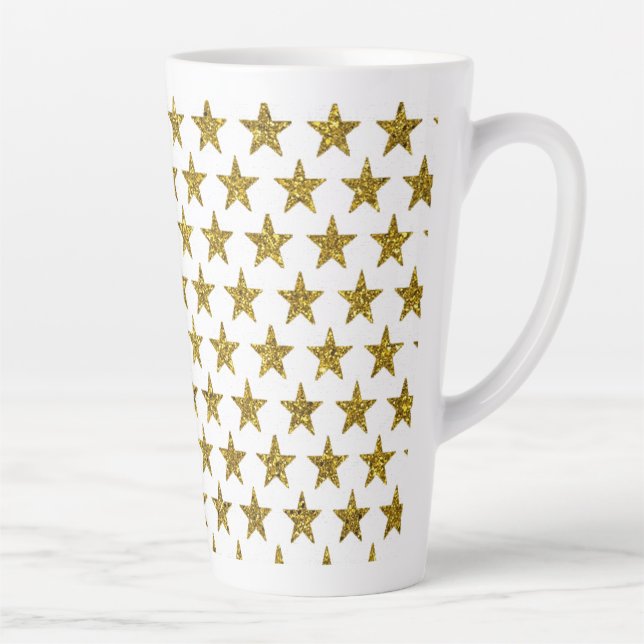 Caneca De Café Latte Estrelas brilhantes douradas (Direita)