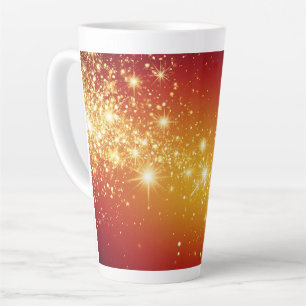 Caneca De Café Latte Estrelas Douradas Brilhantes