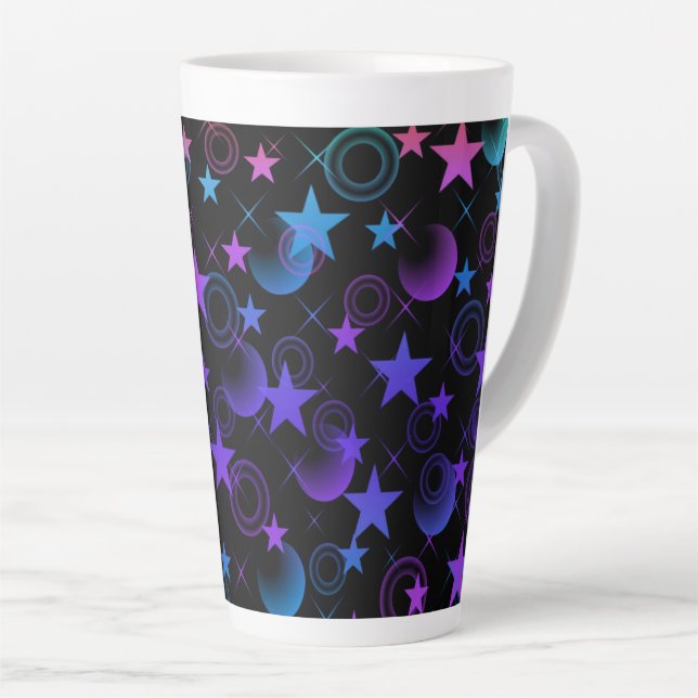Caneca De Café Latte Estrelas e Coisas (Ângulo direito)