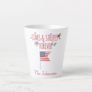 Caneca De Café Latte Estrelas e faixas de bandeira americanas