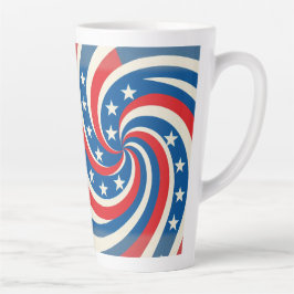 Caneca De Café Latte Estrelas e Listras Giratórias Patrióticas