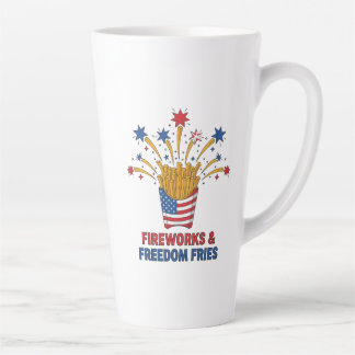 Caneca De Café Latte Estrelas, Listras e Noites Crocantes Patrióticas