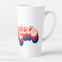 Caneca De Café Latte Estrelas Retro da América