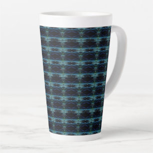 Caneca De Café Latte Estrelas Verdes Azuis do Arco-Íris, Padrão Artdeco
