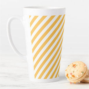 Caneca De Café Latte Estrias Amarelas e Brancas Quentes