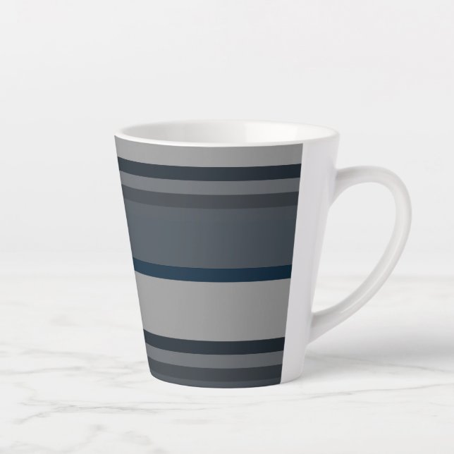 Caneca De Café Latte Estrias azuis e cinzas (Direita)