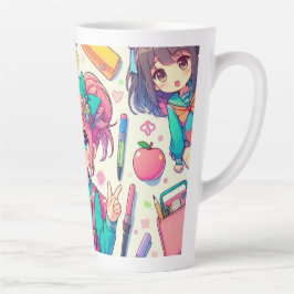 Caneca De Café Latte estudante de animação