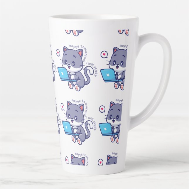 Caneca De Café Latte estudante preguiçoso giro - talvez amanhã eu estud (Direita)