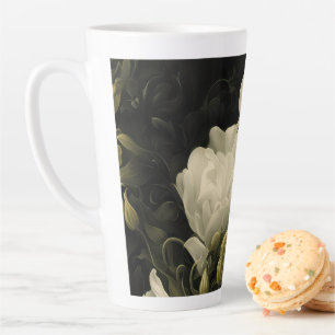 Caneca De Café Latte Estudo de uma Flor de Peônias