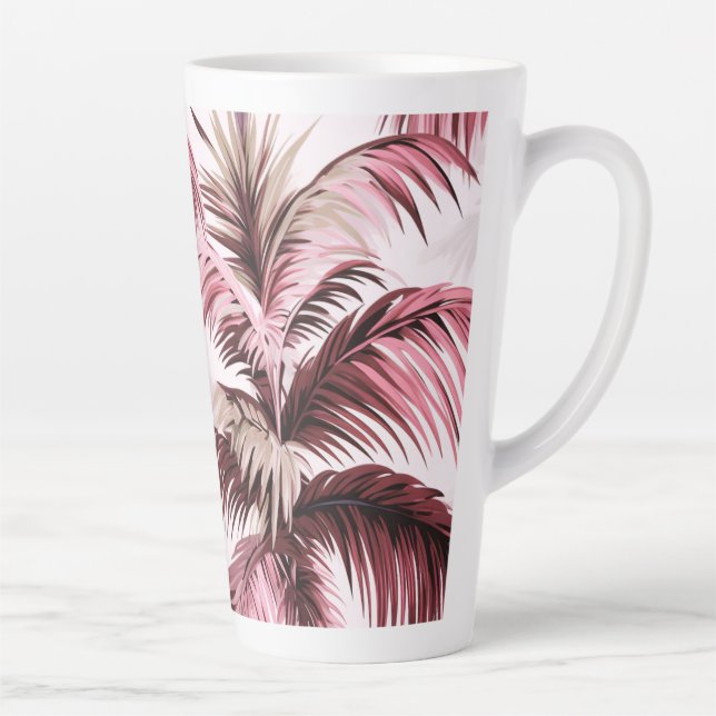 Caneca De Café Latte Ethereales Rosé-Palmenmuster (Direita)