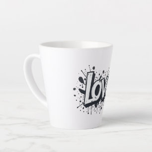 Caneca De Café Latte Etiqueta de amor monocromático do Grafite de grafi