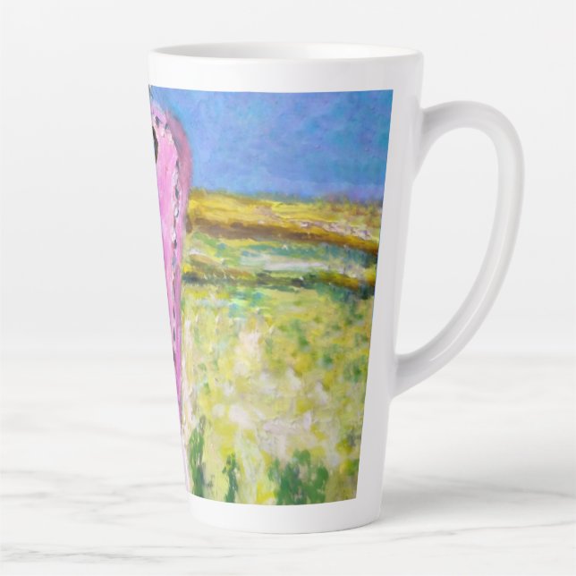 Caneca De Café Latte Etiqueta Rosa (Direita)