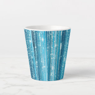 Caneca De Café Latte Etiquetas de Presente do Grelha Branca Azul Aqua T