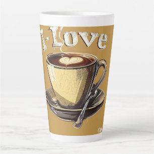 Caneca De Café Latte Eu adoro arte digital de café