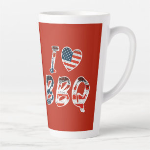 Caneca De Café Latte Eu adoro CHURRASCO, patriótico americano