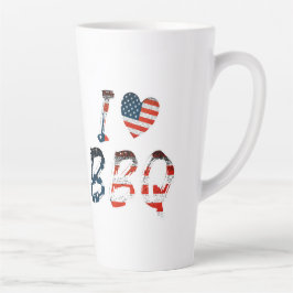 Caneca De Café Latte Eu adoro CHURRASCO, patriótico americano