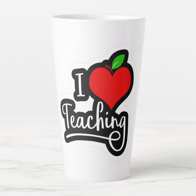 Caneca De Café Latte Eu adoro ensinar (Frente)